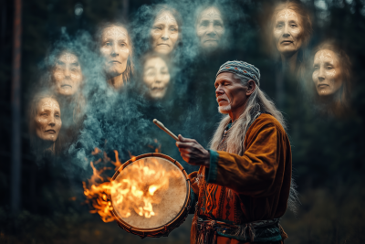 Sami Shaman at Campfire