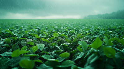 Soybean Plantation in Rain