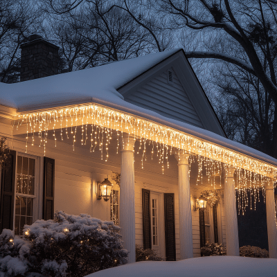 Icicle Lights on Roof