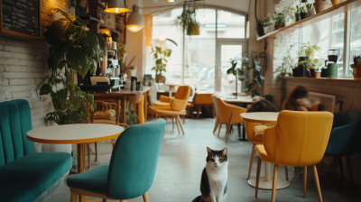 Cozy Coffee Shop with Cats