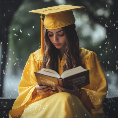 Graduate Reading a Book