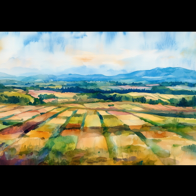 Patchwork Fields in Watercolor