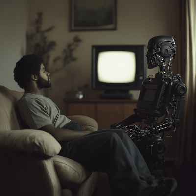 Robot and Human in Living Room