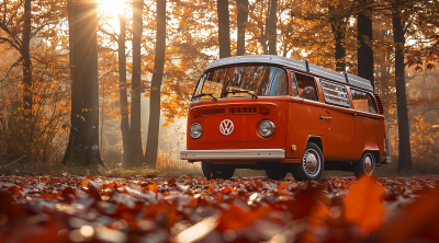 Vintage Volkswagen Bus in Autumn