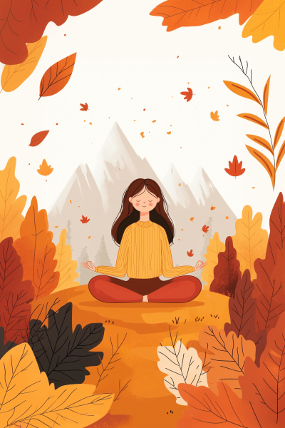 Cartoon Woman in Lotus Pose