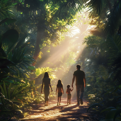 Family in Tropical Rainforest