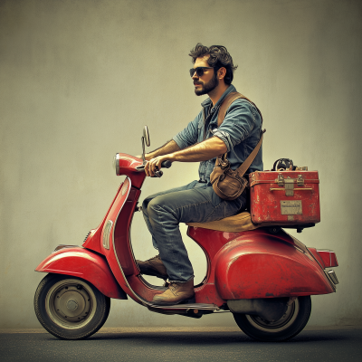 Retro Italian Man on Vespa