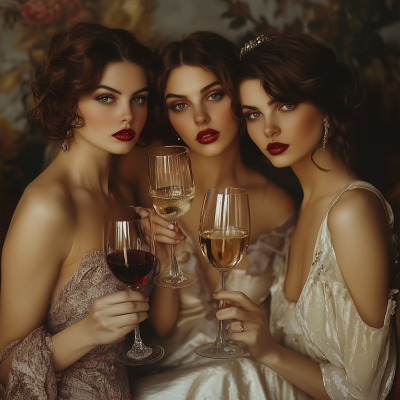 Elegant Italian Women with Wine