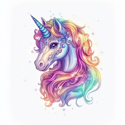 Adorable Big Head Unicorn Illustration