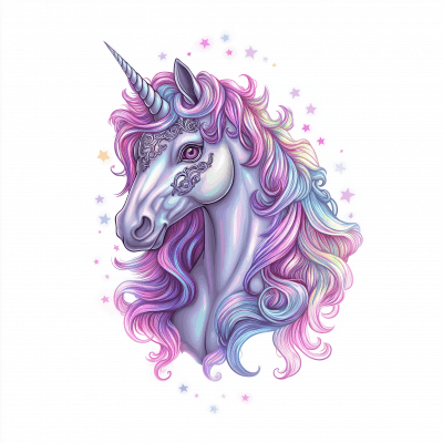 Adorable Big Head Unicorn Illustration