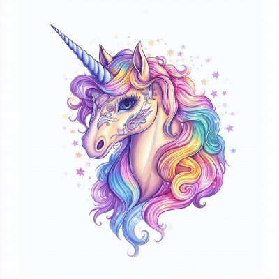 Magical Unicorn in Armored Suit Illustration