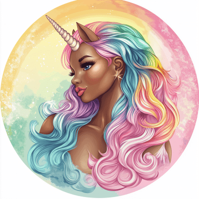 Playful Unicorn and Goddess Illustration Set