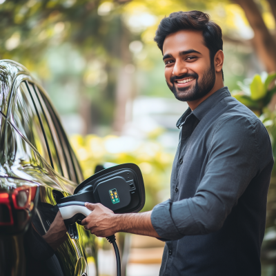 Handsome Indian Man with Luxury Car