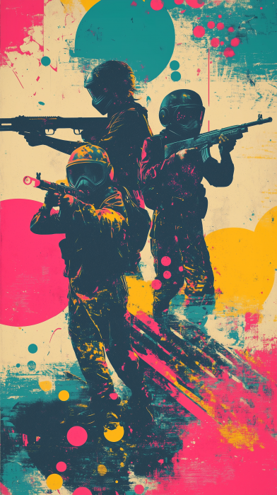 Retro Kids Paintball Party Invitation