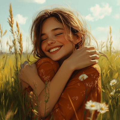 Joyful Girl in a Meadow