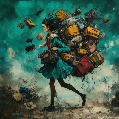 Girl Dragging Items