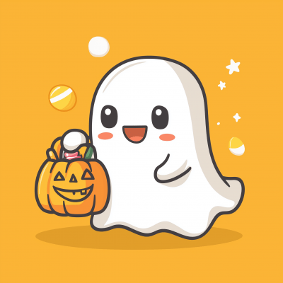 Cute Ghost with Pumpkin