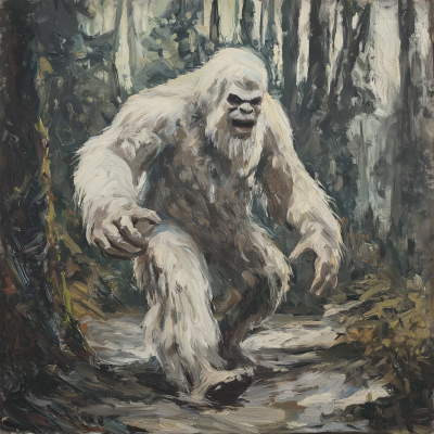 White Sasquatch in the Summer Forest