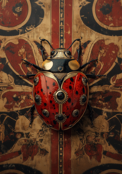 Enameled Ladybug with Jewels and Gold