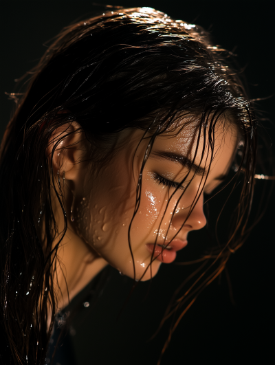 Wet Look Model Portrait