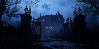 Sinister English Mansion at Night