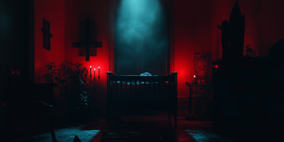 Candlelit Crib in Shadows