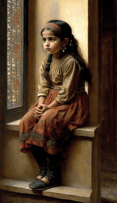 Young Girl Looking Out The Window