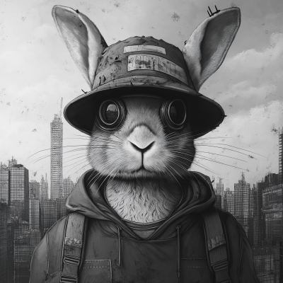 Cyberpunk Hare in Bucket Hat