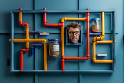 Wall Frame with Connected Tubes and Containers