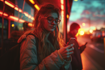 Group of People at Bus Stop