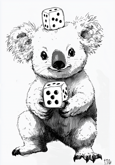 Koala with Dice