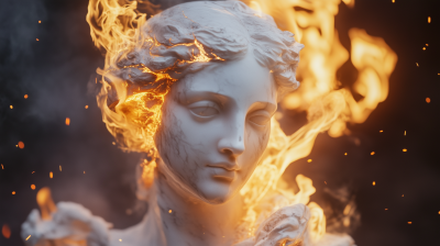 Marble Statue on Fire