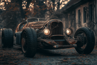 Rusty Race Car at Dusk