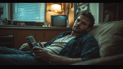 Man Relaxing on Sofa