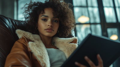 Young Girl Reading Documents