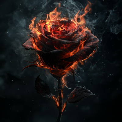 Crimson Rose in Flames