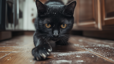 Black Cat in Kitchen