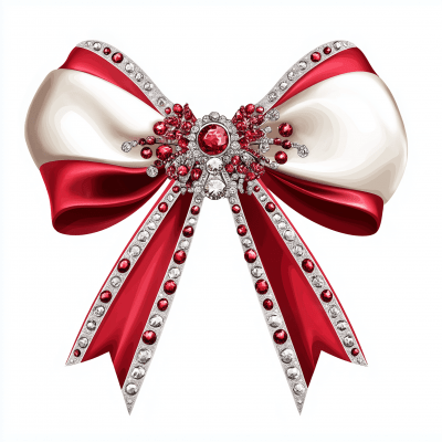 Crimson and White Coquette Bow