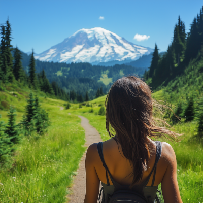 Mountain Landscape with Woman