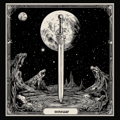 Black and White Tarot Card with ‘sensuar’ Text