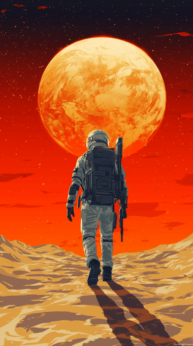 Futuristic Traveler in Desert