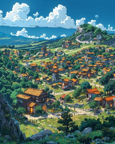 Elven Village Illustration