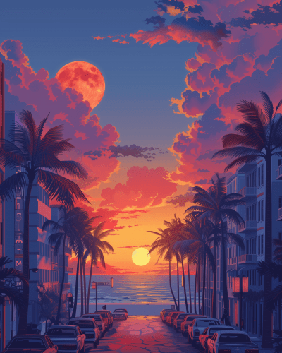 Sunset Over Ocean Drive