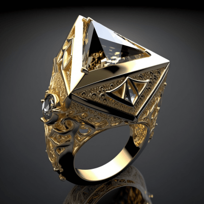 3D Pyramid Diamond Ring