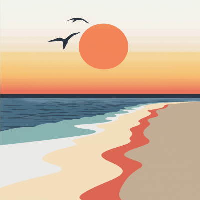 Flowing Sunset Beach Scene