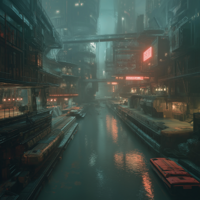 Blade Runner Inspired Night Harbour