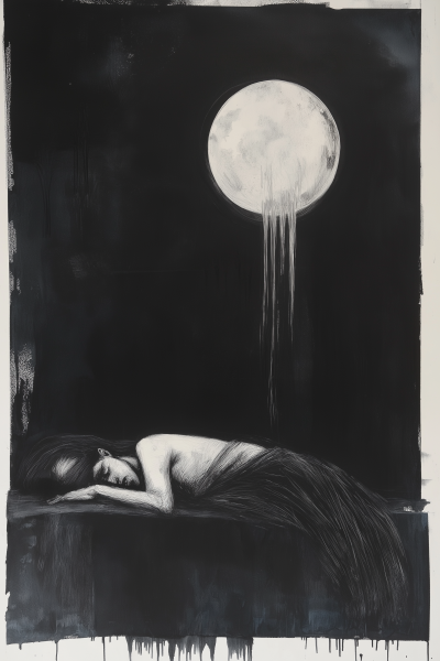 Sleeping Woman with Dark Spirit and Moon