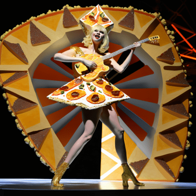 Avant-Garde Pizza Slice Dress at Music Awards