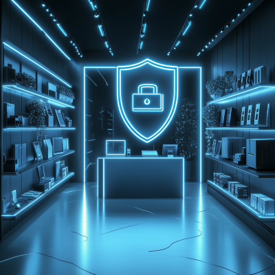 Neon AI Electronic Store Illustration