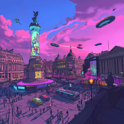 Cyberpunk Trafalgar Square